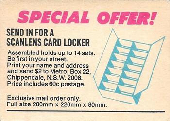 1977 Scanlens VFL #NNO Checklist Back